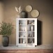 Highboard >Siena< 6 Böden, Weiss Lack matt, Cadiz Eiche Dekor - 106x171x40 (BxHxT)