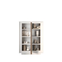 Highboard >Siena< 6 Böden, Weiss Lack matt, Mercure Eiche Dekor - 106x171x40cm (B/H/T)