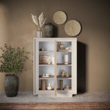 Highboard >Siena< 6 Böden, Soft-Close, Cashmere / Cadiz Eiche Dekor - 106x171x40 (BxHxT)
