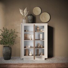 Highboard >Siena< 6 Böden, Soft-Close, Cashmere / Mercure Eiche Dekor - 106x171x40 BxHxT