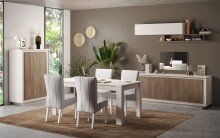 Highboard >Siena< 6 Böden, Soft-Close, Cashmere / Mercure Eiche Dekor - 106x171x40 BxHxT