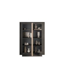 Highboard >Siena< 6 Böden, Lava anthrazit / Cadiz Eiche Dekor - 106x171x40 (BxHxT)