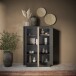 Highboard >Siena< 6 Böden, Lava anthrazit / Cadiz Eiche Dekor - 106x171x40 (BxHxT)