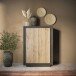 Highboard >Siena< 6 Böden, Lava anthrazit / Cadiz Eiche Dekor - 106x171x40 (BxHxT)