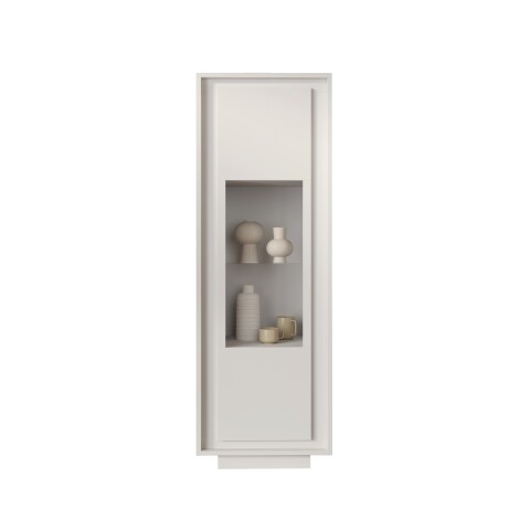 Vitrine >Siena< 1 Tür, 3 Böden, Soft-Close, Weiss Lack matt - 67x197x40 (BxHxT)