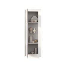 Vitrine >Siena< 1 Tür, 3 Böden, Soft-Close, Weiss Lack matt - 67x197x40 (BxHxT)