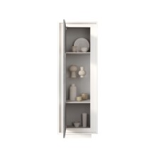 Vitrine >Siena< 3 Böden, Soft-Close, Weiss Lack matt, Beton-Optik - 67x197x40 (B/H/T)