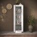 Vitrine >Siena< 3 Böden, Soft-Close, Weiss Lack matt, Beton-Optik - 67x197x40 (B/H/T)
