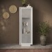 Vitrine >Siena< 3 Böden, Soft-Close, Weiss Lack matt, Beton-Optik - 67x197x40 (B/H/T)