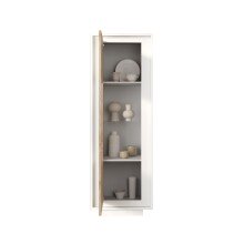 Vitrine >Siena< 3 Böden, Softclose, Weiss Lack matt, Cadiz Eiche Dekor 67x197x40 BxHxT