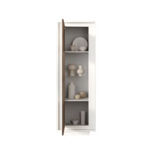 Vitrine >Siena< 3 Böden, Weiss Lack matt, Mercure Eiche Dekor - 67x197x40 (BxHxT)