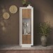 Vitrine >Siena< 3 Böden, Weiss Lack matt, Mercure Eiche Dekor - 67x197x40 (BxHxT)