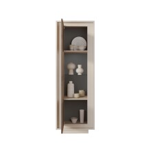 Vitrine >Siena< 3 Böden, Soft-Close, Cashmere, Mercure Eiche Dekor - 67x197x40 (BxHxT)