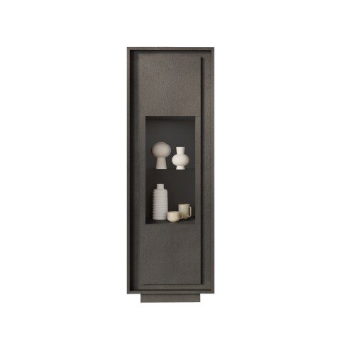 Vitrine >Siena< 1 Tür,3 Böden, Soft-Close, Lava anthrazit - 67x197x40 (BxHxT)