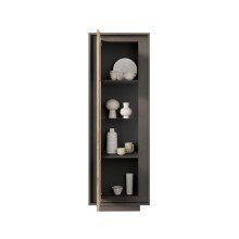 Vitrine >Siena< 3 Böden, Soft-Close, Lava anthrazit, Cadiz Eiche Dekor 67x197x40 BxHxT
