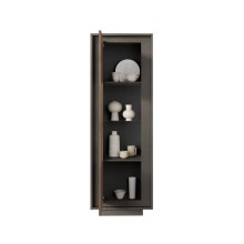 Vitrine >Siena< 3 Böden,Softclose, Lava anthrazit, Mercure Eiche Dekor 67x197x40 BxHxT