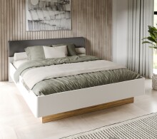 Bettgestell >MAYACUS< Weiss, Eiche Dekor, Liegefl. 180x200cm - 189,2x90x215,1cm (BxHxT)