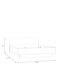 Bettgestell >MAYACUS< Weiss, Eiche Dekor, Liegefl. 180x200cm - 189,2x90x215,1cm (BxHxT)