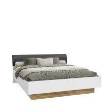 Bettgestell >MAYACUS< Weiss, Eiche Dekor, Liegefl. 180x200cm - 189,2x90x215,1cm (BxHxT)