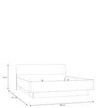 Bettgestell >MAYACUS< Weiss, Eiche Dekor, Liegefl. 180x200cm - 189,2x90x215,1cm (BxHxT)