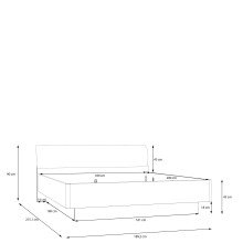 Bettgestell >MAYACUS< Weiss, Eiche Dekor, Liegefl. 180x200cm - 189,2x90x215,1cm (BxHxT)