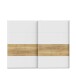 Schiebetürenschrank >MAYACUS< 3 Stangen, 3 Böden, weiß, Eiche Dekor - 269,9x210,5x61,2cm (BxHxT)