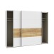 Schiebetürenschrank >MAYACUS< 3 Stangen, 3 Böden, weiß, Eiche Dekor - 269,9x210,5x61,2cm (BxHxT)
