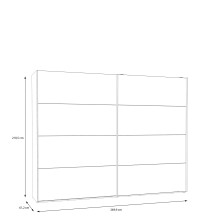 Schwebetürenschrank >MAYACUS< LED, 3 Stangen, 3 Böden, weiß, Eiche Dekor - 280,6x215,9x63cm B/H/T
