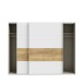 Schwebetürenschrank >MAYACUS< LED, 3 Stangen, 3 Böden, weiß, Eiche Dekor - 280,6x215,9x63cm B/H/T