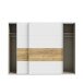 Schwebetürenschrank >MAYACUS< LED, 3 Stangen, 3 Böden, weiß, Eiche Dekor - 280,6x215,9x63cm B/H/T
