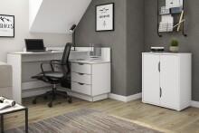 Aktenschrank >BELFAST< grifflos, 2 Türen, 1 Boden, Weiß - 60 x 76,5, 37cm (BxHxT)