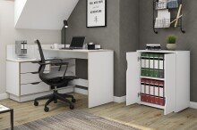 Aktenschrank >BELFAST< grifflos, 2 Türen, 1 Boden, Weiß - 60 x 76,5, 37cm (BxHxT)