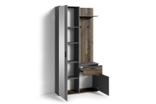 Kompaktgarderobe >JAKOB< Spiegel, 2 Türen, Schublade, Anthrazit Oldwood Dekor 97x197x30cm B/H/T
