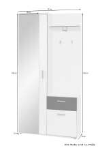 Kompaktgarderobe >JAKOB< Spiegel, 2 Türen, Schublade, Anthrazit Oldwood Dekor 97x197x30cm B/H/T