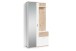 Kompaktgarderobe >JAKOB< Spiegel, 2 Türen, Schublade, Weiß, Eiche Dekor - 97x197x30 cm (BxHxT)