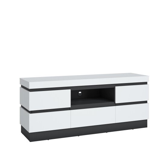 Lowboard >CAMPANIA< 2 Türen, 1 Schub, 1 Fach, Alpinweiß / Anthrazit - 161x68x45cm (BxHxT)