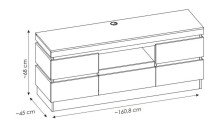 Lowboard >CAMPANIA< 2 Türen, 1 Schub, 1 Fach, Alpinweiß / Anthrazit - 161x68x45cm (BxHxT)