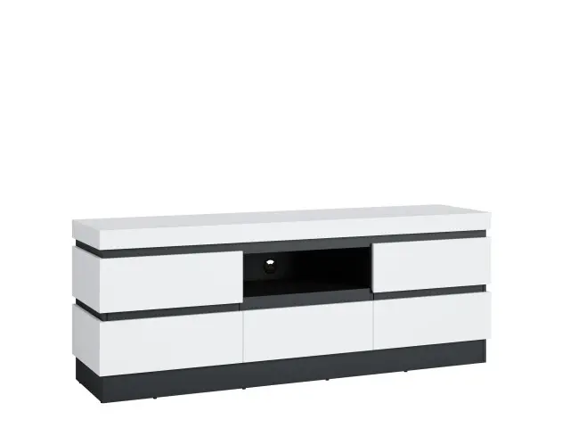 Lowboard >CAMPANIA< 2 Türen, 1 Schub, 1 Fach, Alpinweiß / Anthrazit - 180x68x45cm (BxHxT)