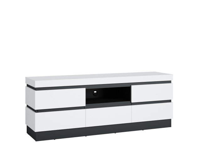 Lowboard >CAMPANIA< 2 Türen, 1 Schub, 1 Fach, Alpinweiß / Anthrazit - 180x68x45cm (BxHxT)