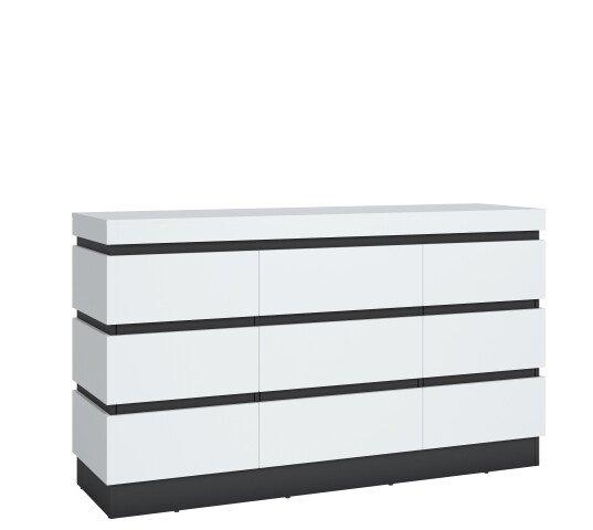 Kommode >CAMPANIA< 3 Türen, 1 Schub, Alpinweiß / Anthrazit - 161x93x45cm (BxHxT)