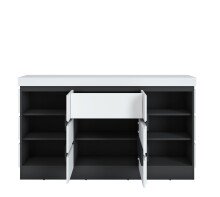Kommode >CAMPANIA< 3 Türen, 1 Schub, Alpinweiß / Anthrazit - 161x93x45cm (BxHxT)