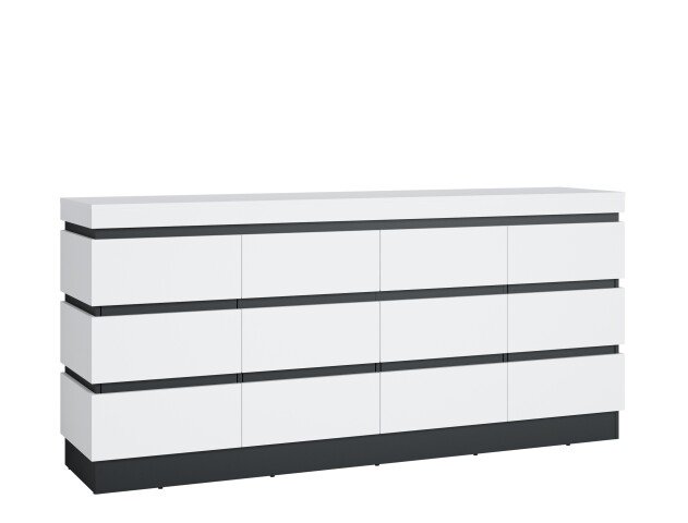 Kommode >CAMPANIA<  4 Türen, 2 Schübe, Alpinweiß / Anthrazit - 200x93x45cm (BxHxT)
