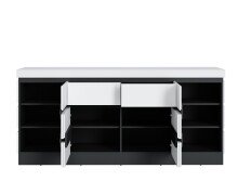 Kommode >CAMPANIA<  4 Türen, 2 Schübe, Alpinweiß / Anthrazit - 200x93x45cm (BxHxT)