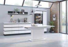 Kommode >CAMPANIA<  4 Türen, 2 Schübe, Alpinweiß / Anthrazit - 200x93x45cm (BxHxT)