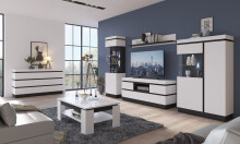 Couchtisch >CAMPANIA< in Alpinweiß / Anthrazit Dekor - 110x43x67cm (BxHxT)