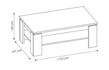 Couchtisch >CAMPANIA< in Alpinweiß / Anthrazit Dekor - 110x43x67cm (BxHxT)