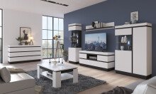 Couchtisch >CAMPANIA< in Alpinweiß / Anthrazit Dekor - 110x43x67cm (BxHxT)