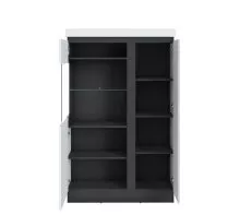 Stauraumvitrine >CAMPANIA< 2 Türen, Alpinweiß / Anthrazit Dekor - 104x164x40cm (BxHxT)