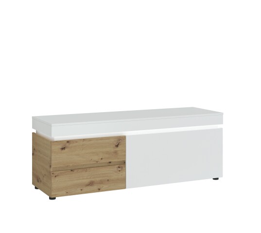 Lowboard >LUCI< 1 Klappe, 2 Schübe, Alpinweiß/Artisan Eiche Dekor - 150x57x48cm BxHxT