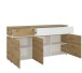 Sideboard >LUCI< 3 Türen, 2 Schübe, Alpinweiß / Artisan Eiche Dekor - 181x90x40cm BxHxT
